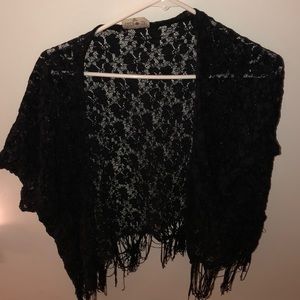 one white lace and black lace cover up for spring